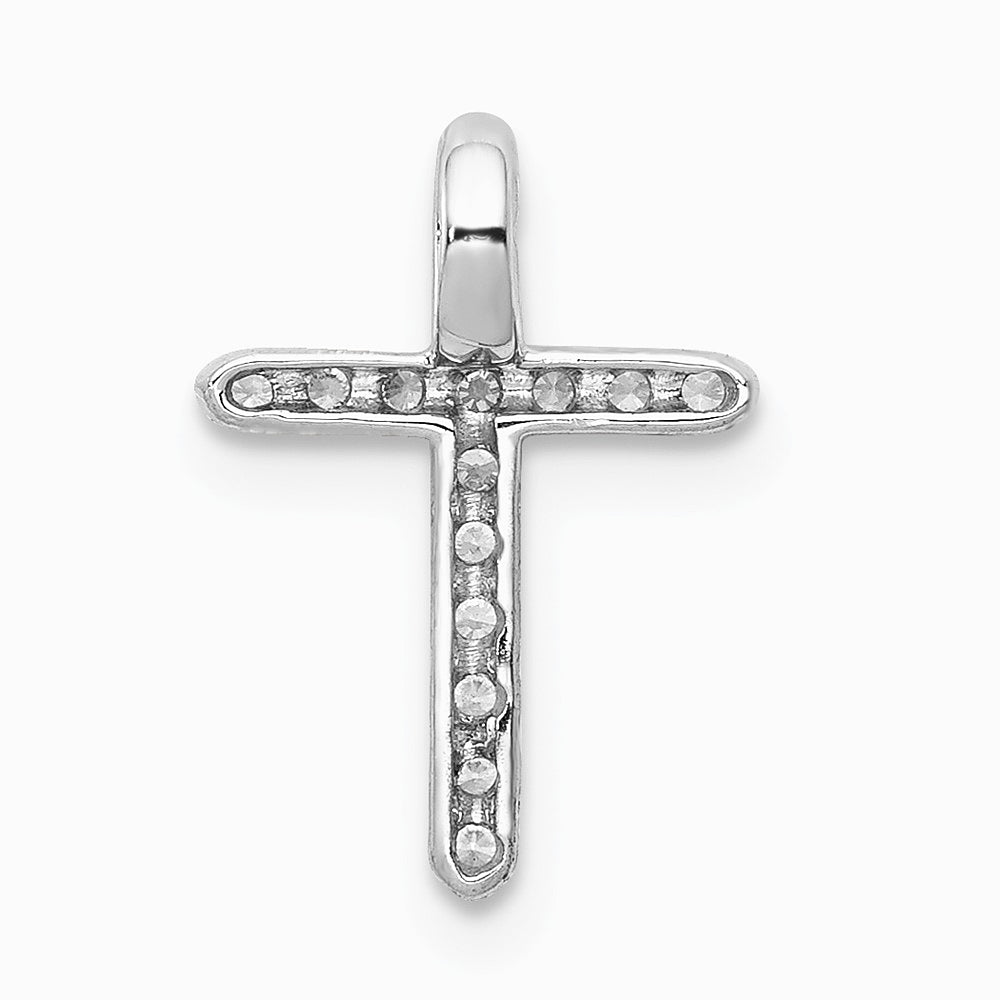 14K White Gold Diamond Cross Pendant - Product Photo