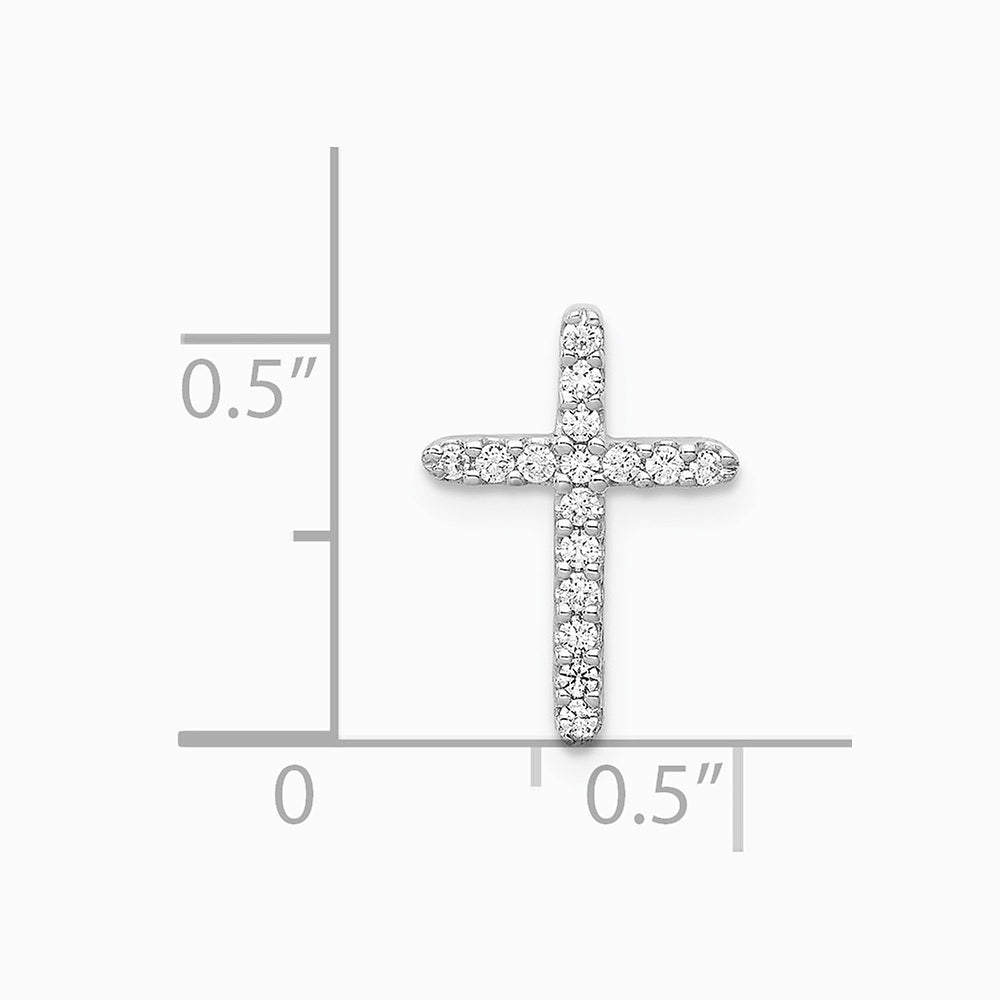 14K White Gold Diamond Cross Pendant - Product Photo
