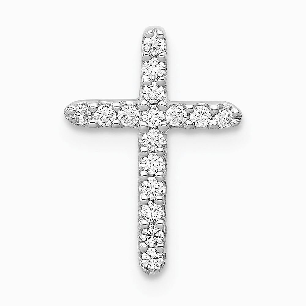 14K White Gold Diamond Cross Pendant