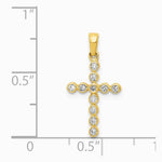14K Yellow Gold Polished 1/10ct. Diamond Cross Pendant - Product Photo
