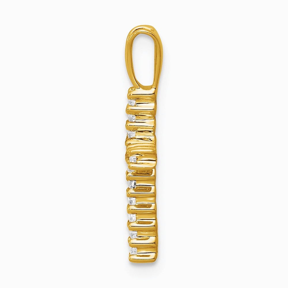 14K Yellow Gold 1/6ct. Diamond Latin Cross Pendant - Product Photo