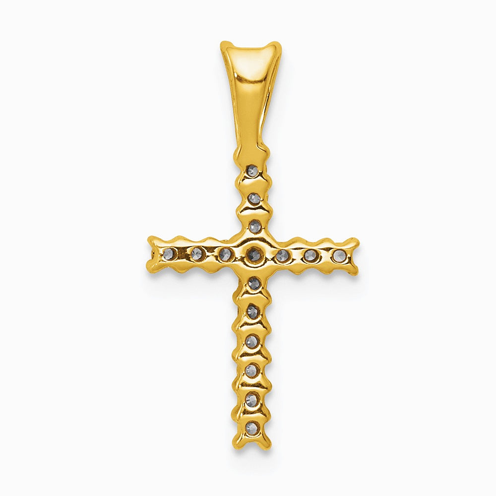 14K Yellow Gold 1/6ct. Diamond Latin Cross Pendant - Product Photo