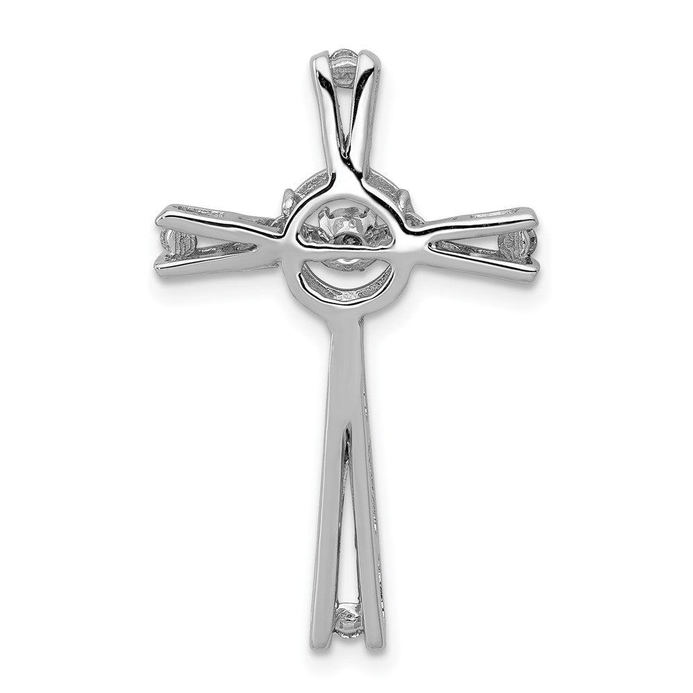 14K White Gold 1/15ct. Vibrant Moving Diamond Cross Chain Slide - Product Photo