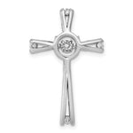 14K White Gold 1/15ct. Vibrant Moving Diamond Cross Chain Slide - Product Photo