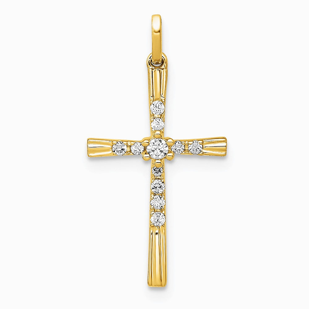 14K Yellow Gold 1/10ct. Diamond Cross Pendant