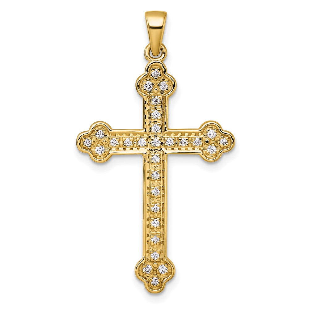 14K Yellow Gold 1/4ct. Diamond Cross Pendant - Product Photo