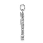14K White Gold 1/10ct. Diamond Filigree Budded Cross Pendant - Product Photo