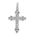 14K White Gold 1/10ct. Diamond Filigree Budded Cross Pendant - Product Photo