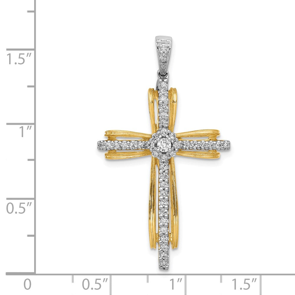 14k Two-tone 1/3ct. Diamond Passion Cross Pendant - Product Photo