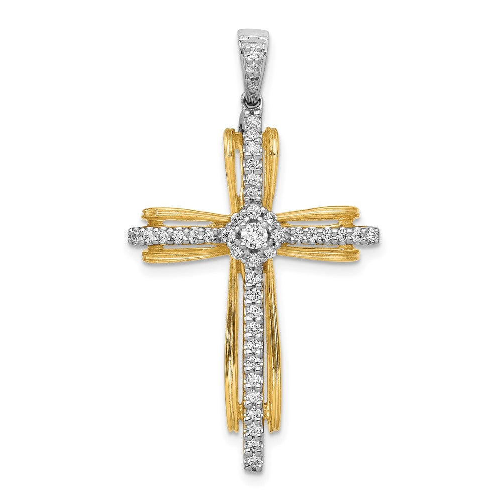 14K Two-tone 1/3ct. Diamond Passion Cross Pendant