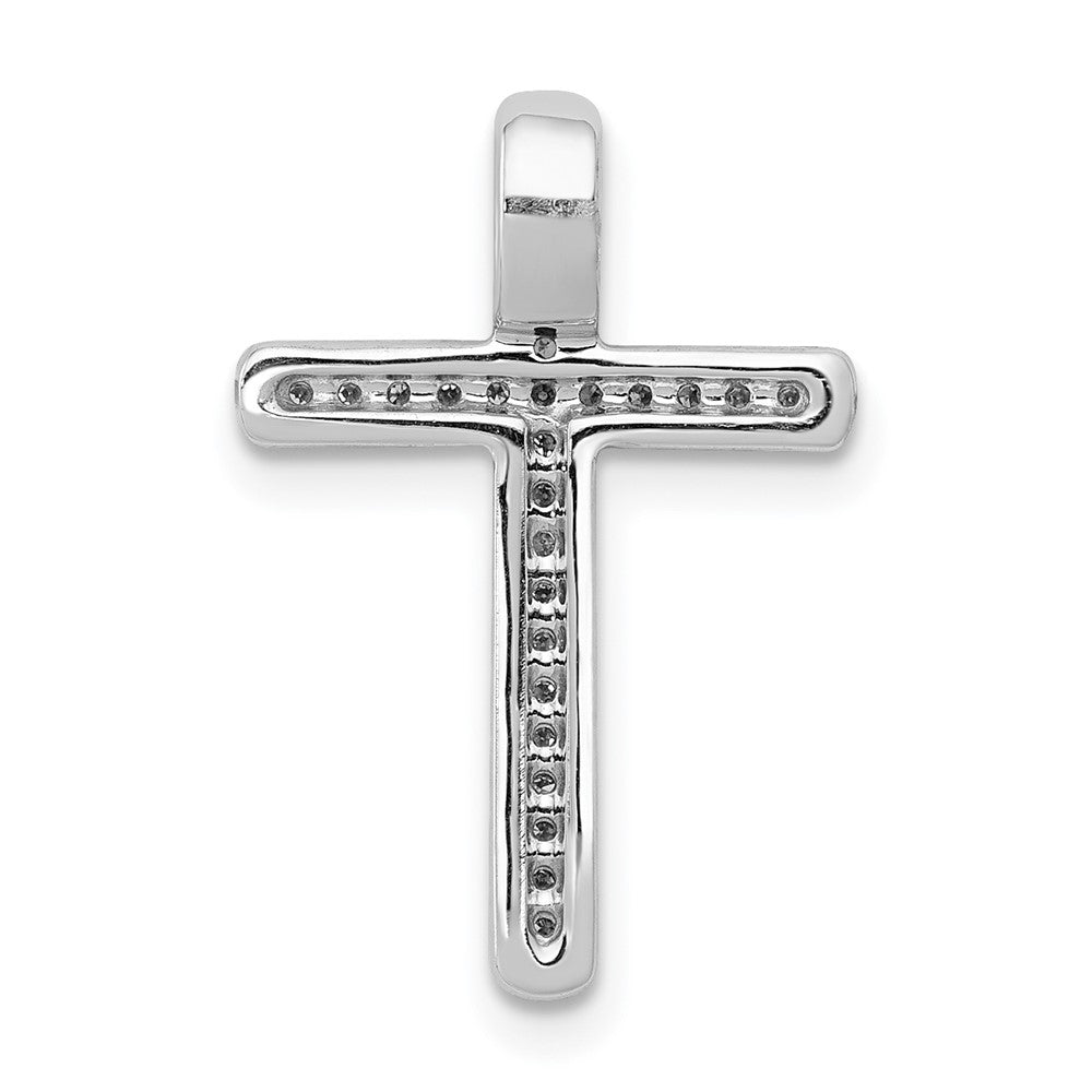 14K White Gold 1/10ct. Diamond Cross Chain Slide - Product Photo