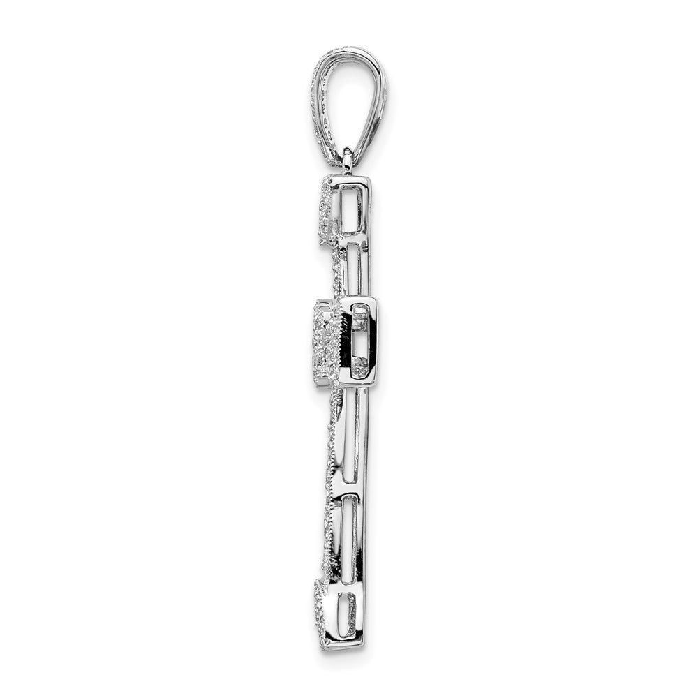 14K White Gold Diamond Filigree Cross Pendant - Product Photo