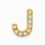 14K Yellow Gold Diamond Letter J Initial Charm - Product Photo