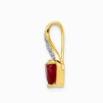 10K Yellow Gold Diamond and Created Ruby Polished Heart Pendant - Product Photo