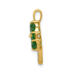 14k Created Emerald and Diamond Four Leaf Clover Pendant - Product Photo