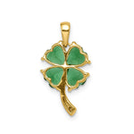 14k Created Emerald and Diamond Four Leaf Clover Pendant - Product Photo