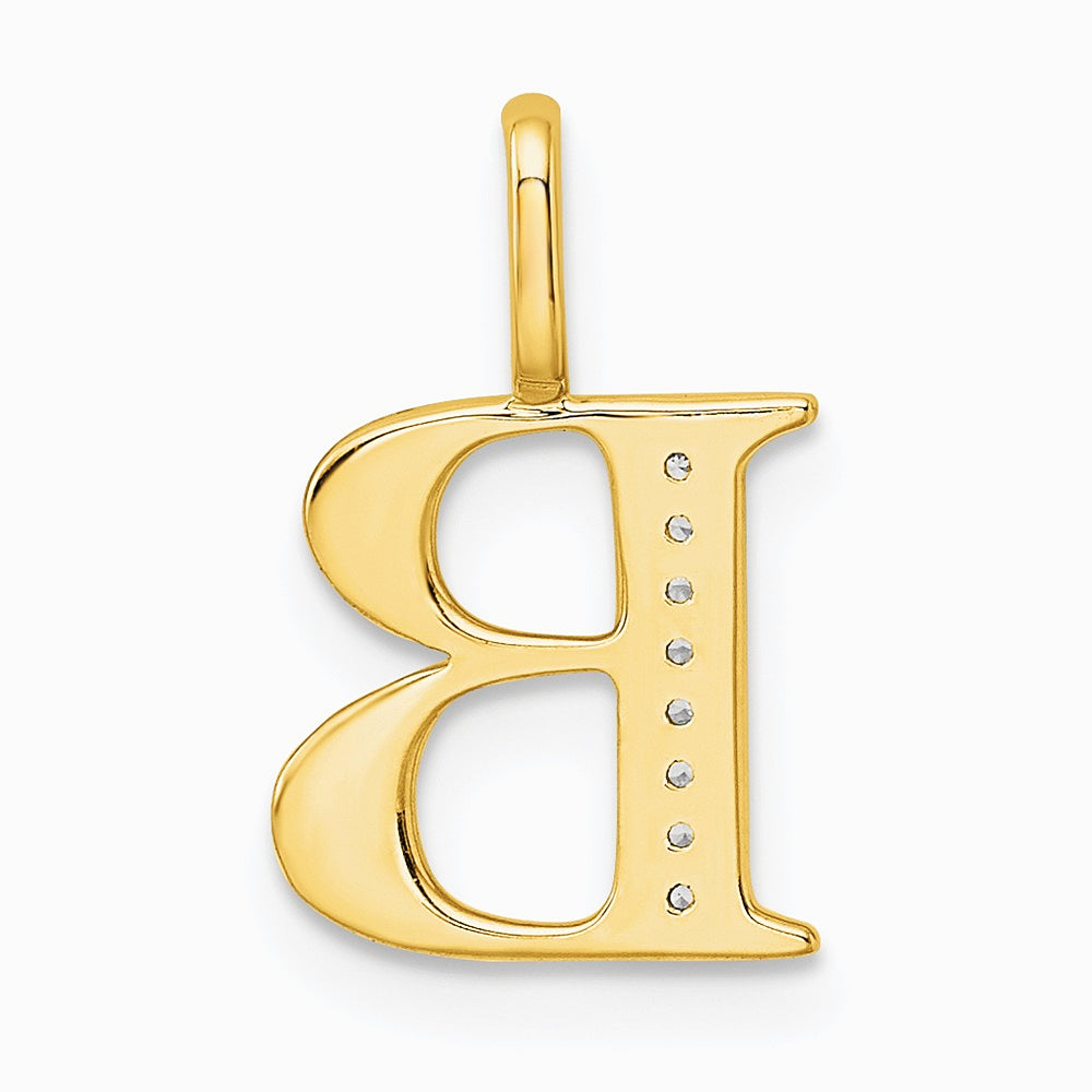 14K Yellow Gold Diamond Letter B Initial Pendant - Product Photo