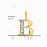 14K Yellow Gold Diamond Letter B Initial Pendant - Product Photo