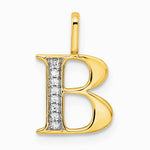 14K Yellow Gold Diamond Letter B Initial Pendant - Product Photo