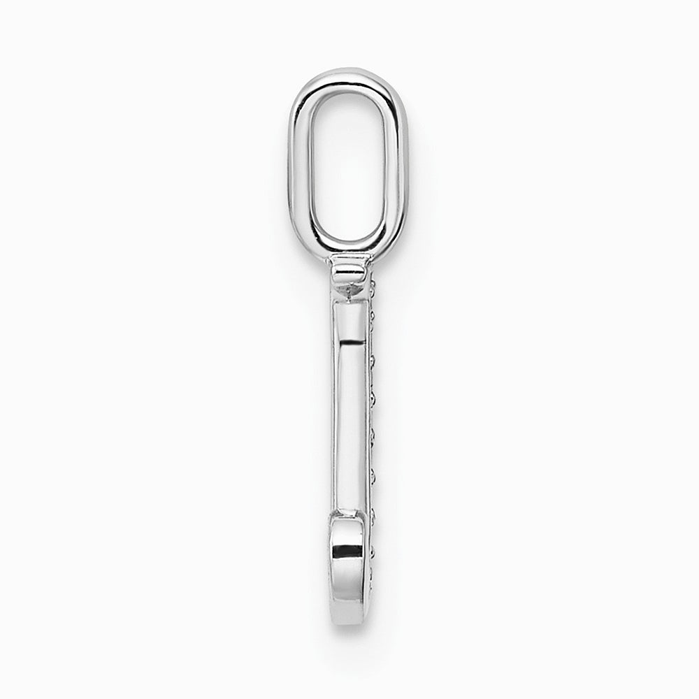 14K White Gold Diamond Letter J Initial Pendant - Product Photo
