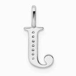 14K White Gold Diamond Letter J Initial Pendant - Product Photo