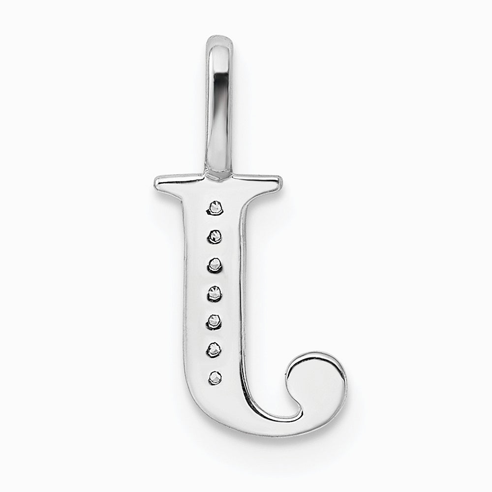 14K White Gold Diamond Letter J Initial Pendant - Product Photo