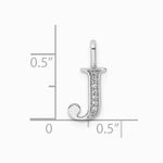 14K White Gold Diamond Letter J Initial Pendant - Product Photo