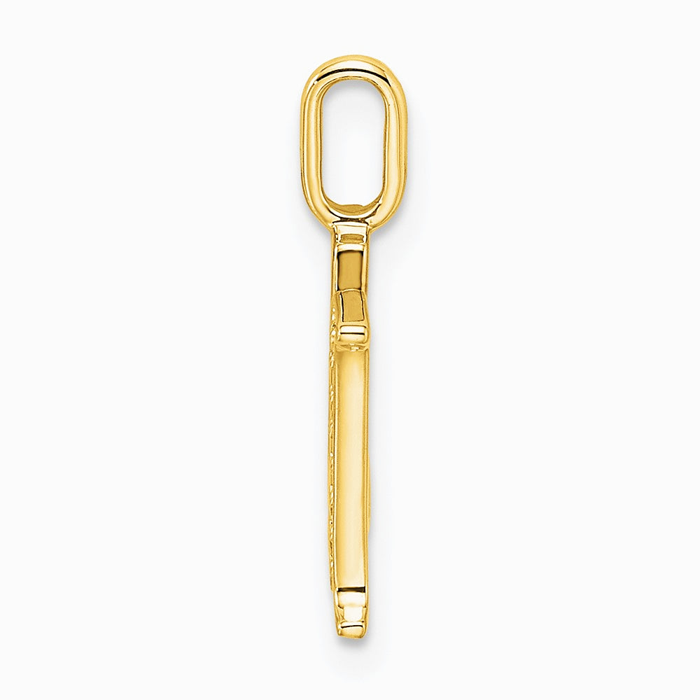 14K Yellow Gold Diamond Letter M Initial Pendant - Product Photo