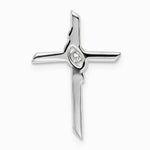 14K Two-tone White & Rose Diamond Cross Chain Slide - Product Photo