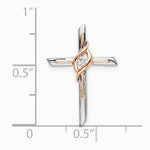 14K Two-tone White & Rose Diamond Cross Chain Slide - Product Photo