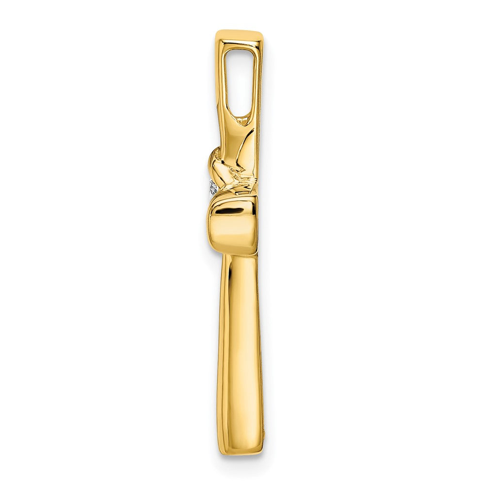 14K Yellow Gold Polished Diamond Cross Chain Slide - Product Photo