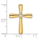 14K Yellow Gold Polished Diamond Cross Chain Slide - Product Photo