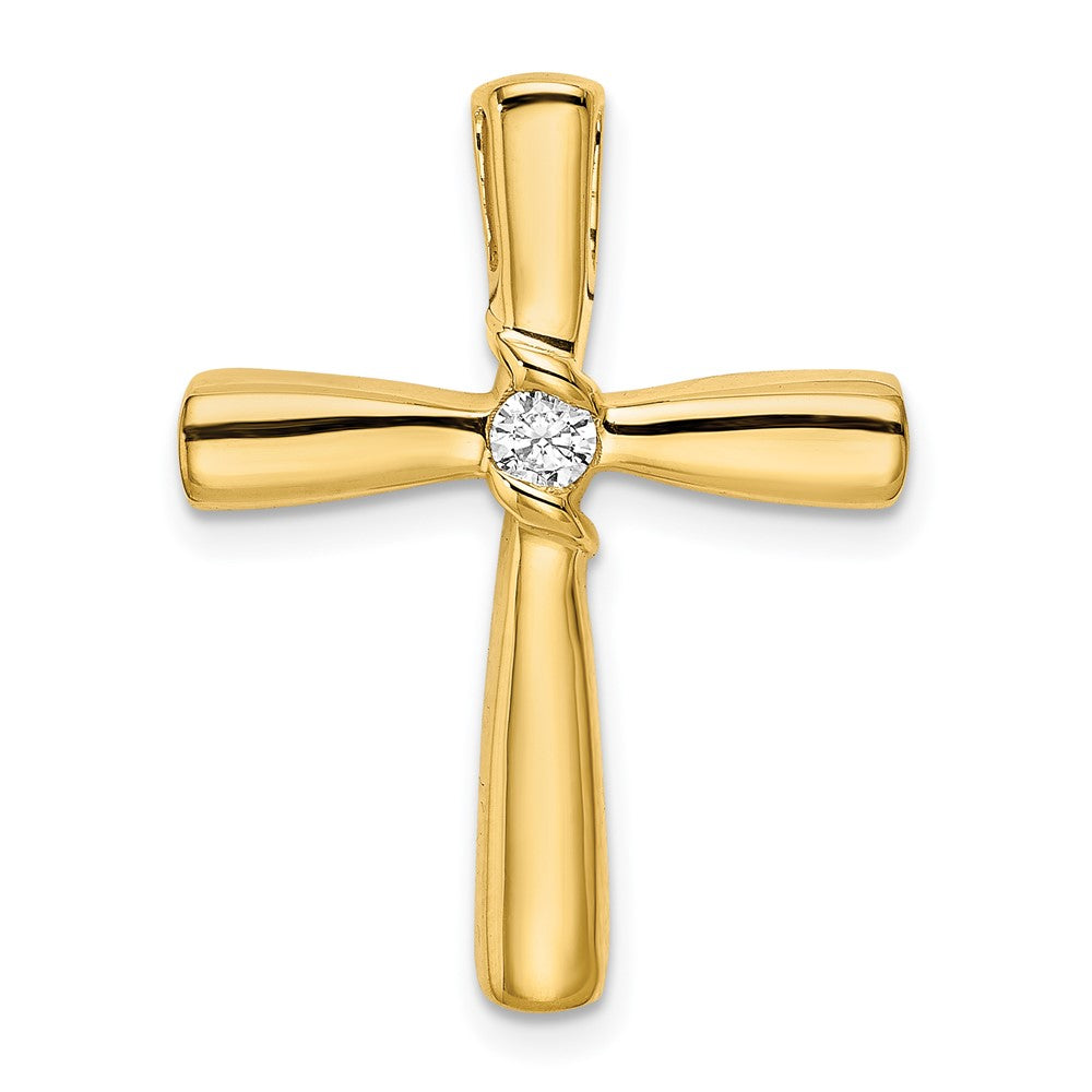 14K Yellow Gold Polished Diamond Cross Chain Slide - Product Photo