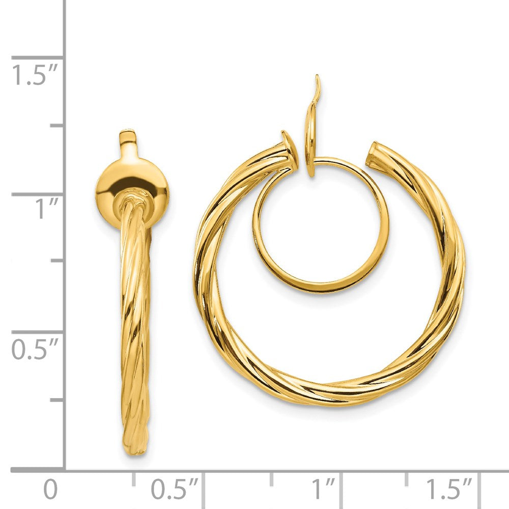 14K Twisted Non-pierced Hoop Earrings - Product Photo