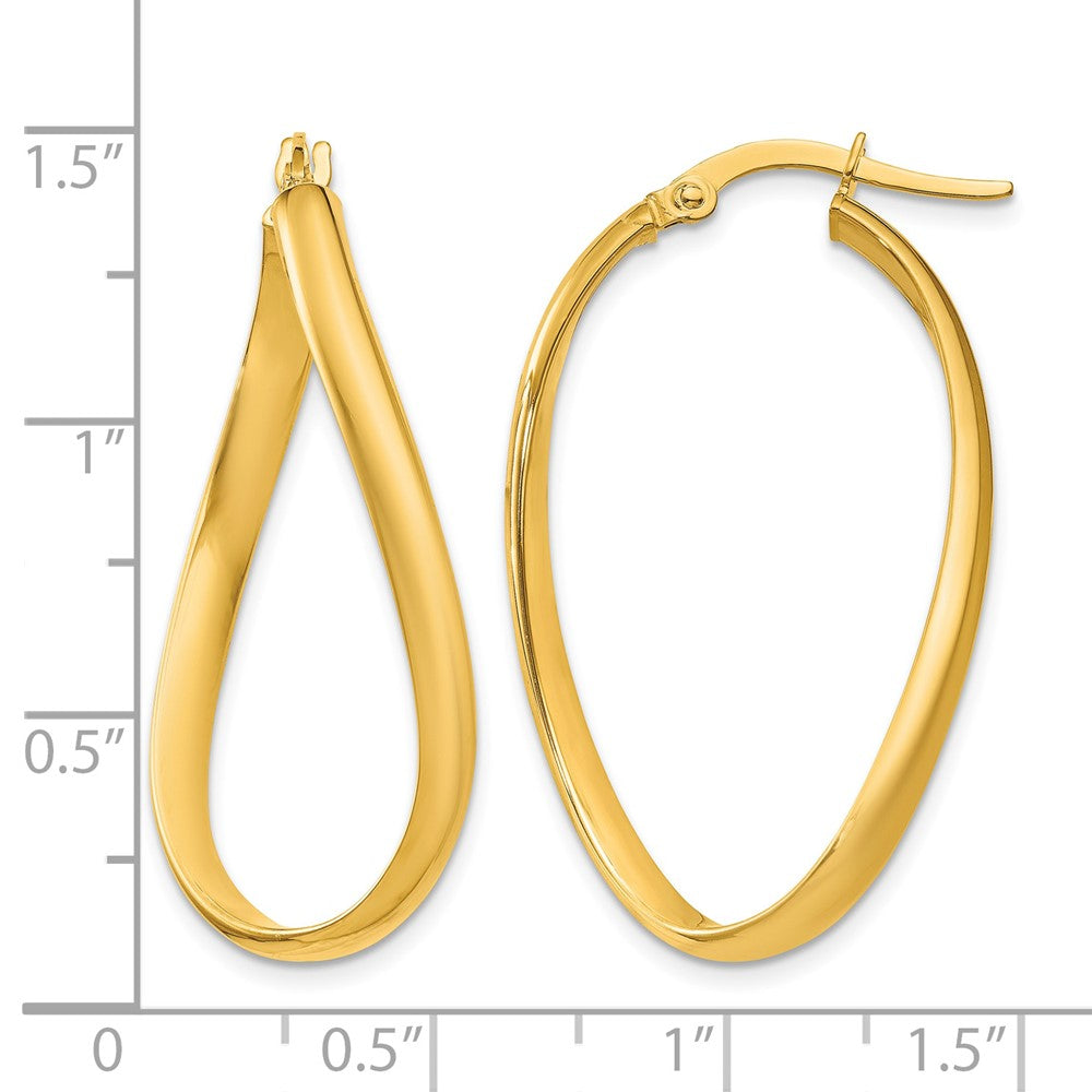 14k 3mm Twisted Oval Hoop Earrings - Product Photo