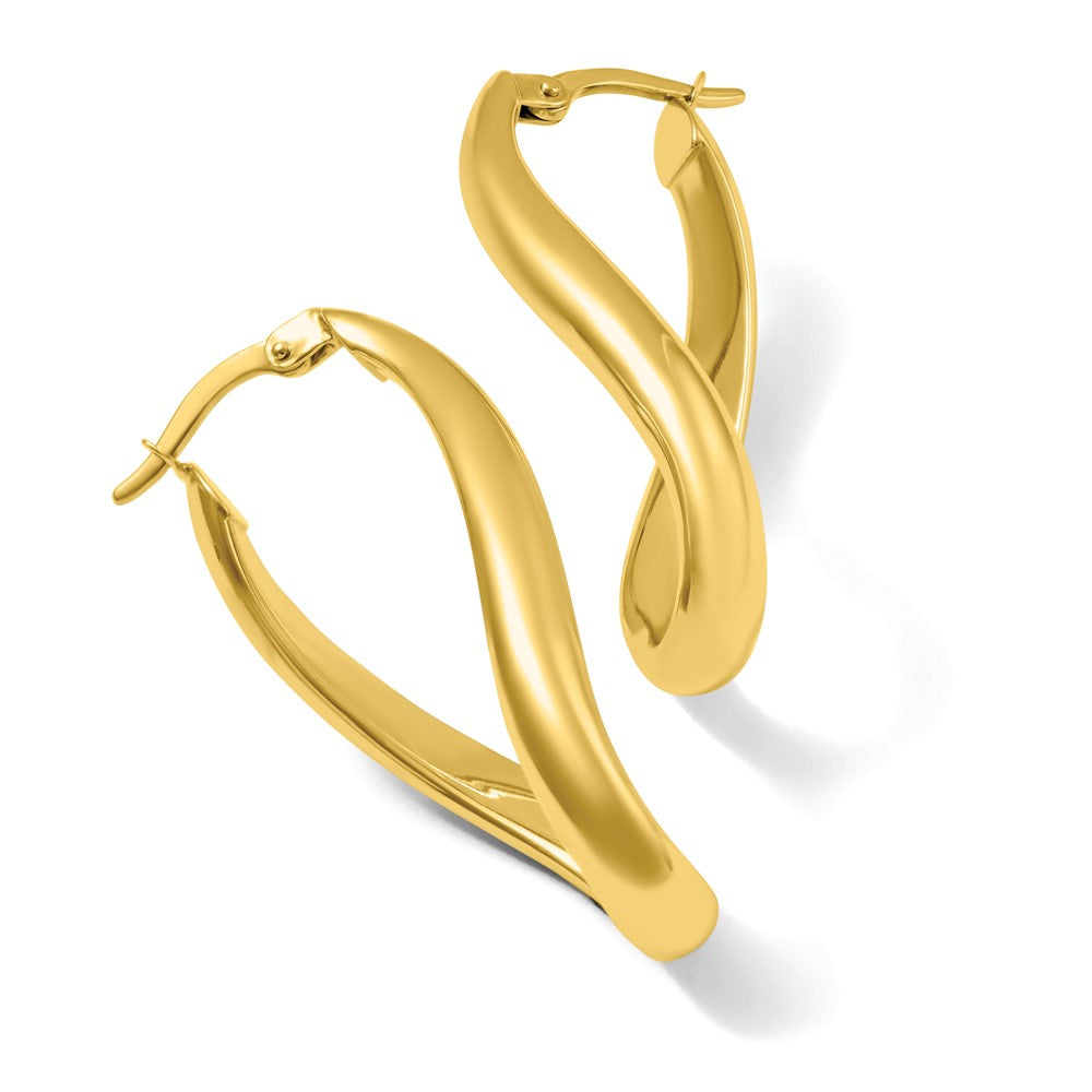 14k 3mm Twisted Oval Hoop Earrings - Product Photo