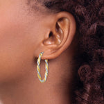 14K White Gold & Yellow Rhodium Twisted Diamond-Cut Oval Hoop Earrings - Product Photo