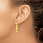 14k Textured and Polished Twist Oval Hoop Earrings - Product Photo