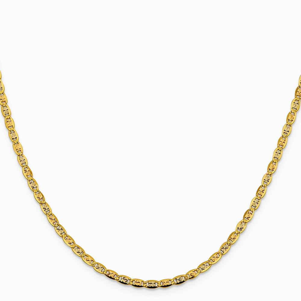 14K Tri-Color 2.75mm Tri-color Gold Pavé Valentino Chain Necklace 16"-26" - Product Photo