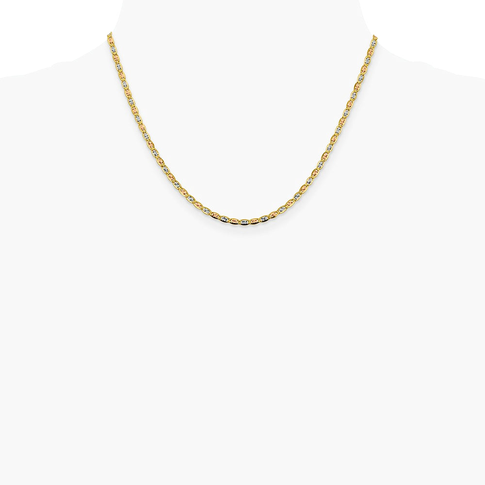 14K Tri-Color 2.75mm Tri-color Gold Pavé Valentino Chain Necklace 16"-26" - Product Photo