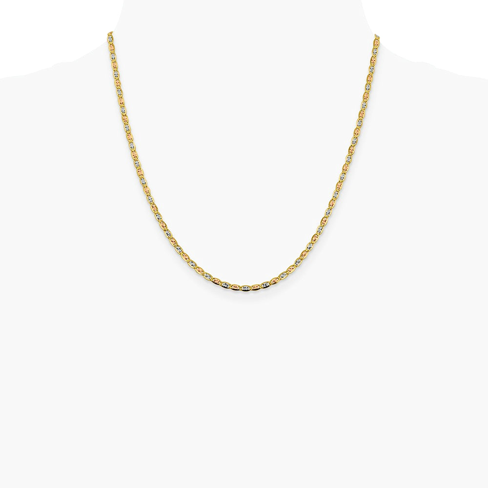14K Tri-Color 2.75mm Tri-color Gold Pavé Valentino Chain Necklace 16"-26" - Product Photo