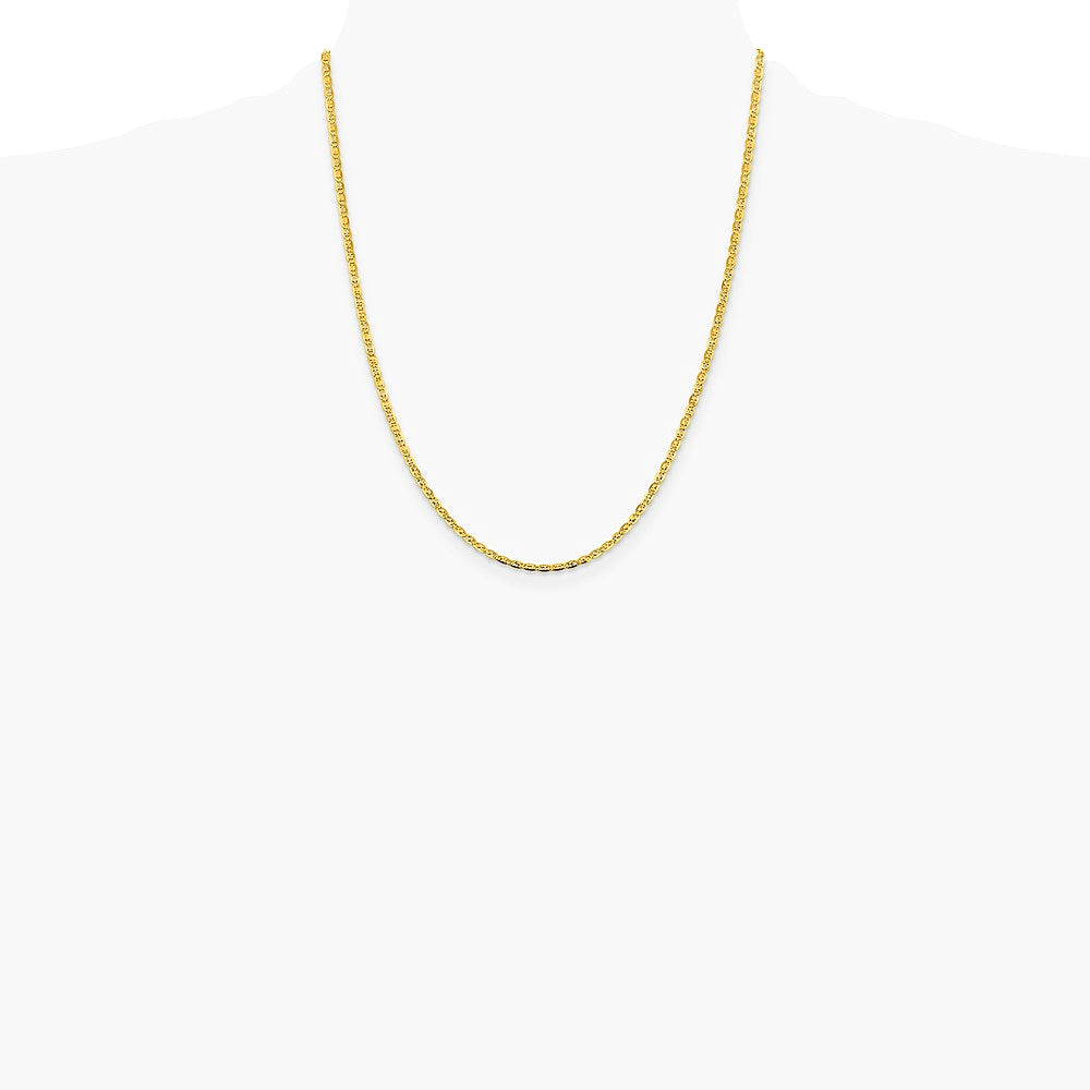 14K Tri-Color 2.75mm Tri-color Gold Pavé Valentino Chain Necklace 16"-26" - Product Photo