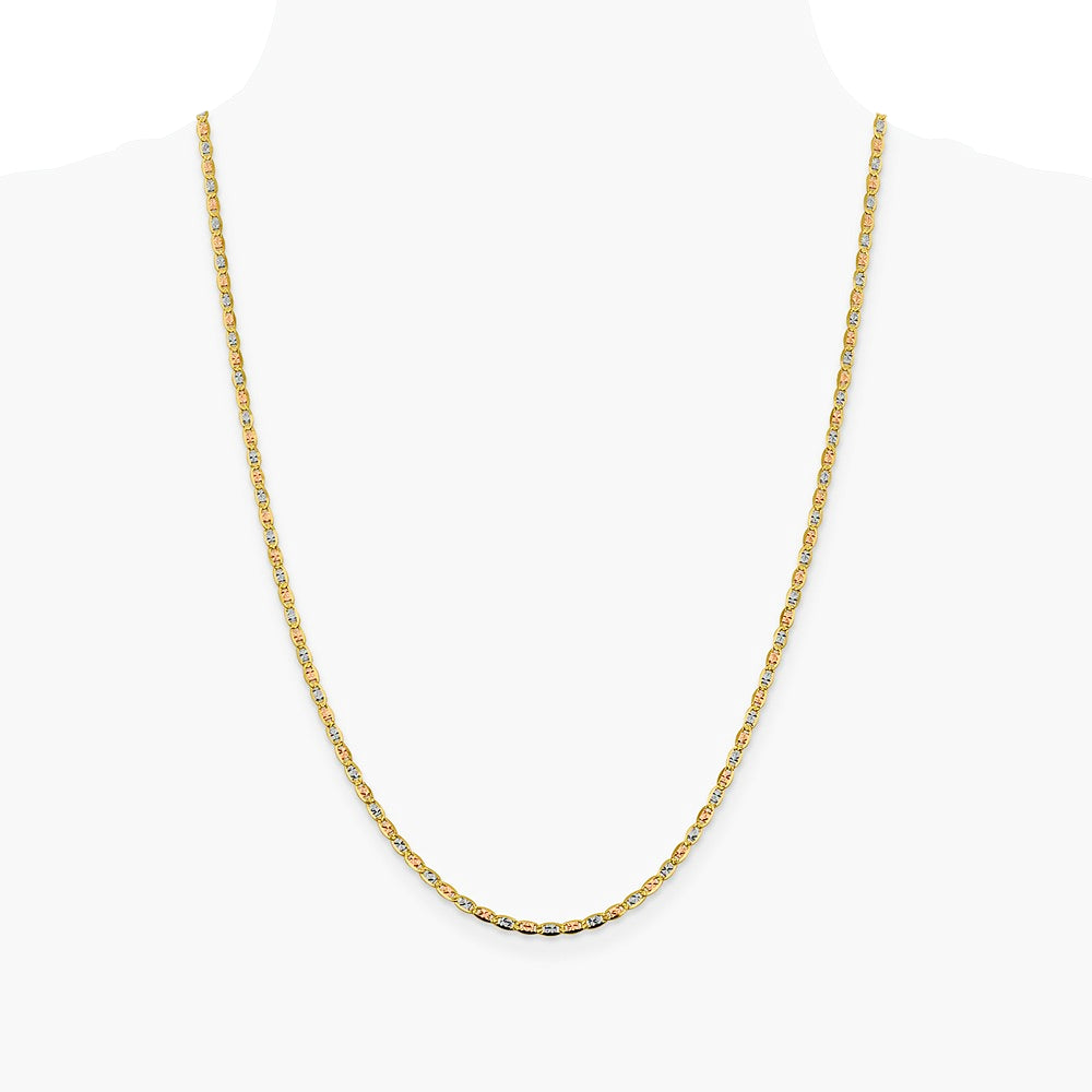 14K Tri-Color 2.75mm Tri-color Gold Pavé Valentino Chain Necklace 16"-26" - Product Photo