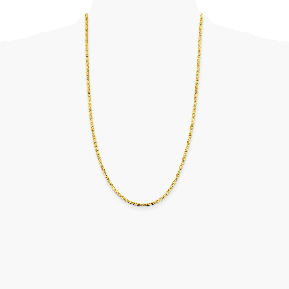 14K Tri-Color 2.75mm Tri-color Gold Pavé Valentino Chain Necklace 16"-26" - Product Photo