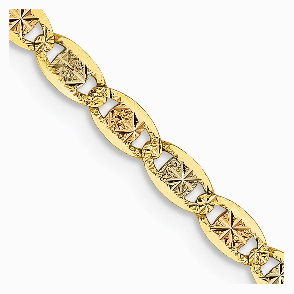 14K Tri-Color 2.75mm Tri-color Gold Pavé Valentino Chain Necklace 16"-26" - Product Photo