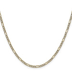 14k 2.3mm Semi-solid with Rhodium PavÃ© Figaro Chain - Product Photo