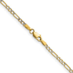 14k 2.3mm Semi-solid with Rhodium PavÃ© Figaro Chain - Product Photo