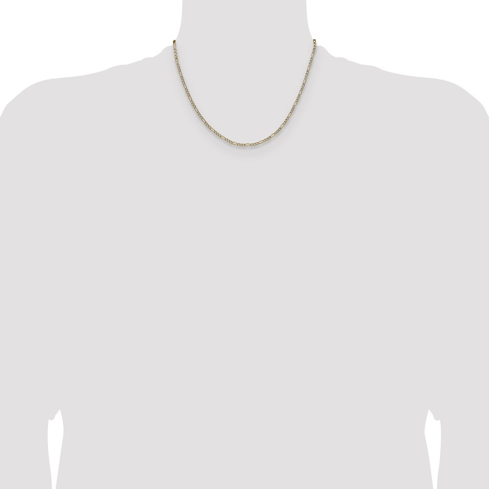 14k 2.3mm Semi-solid with Rhodium PavÃ© Figaro Chain - Product Photo