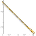 14k 2.3mm Semi-solid with Rhodium PavÃ© Figaro Chain - Product Photo