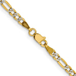 14k 3.2mm Semi-solid with Rhodium PavÃ© Figaro Chain - Product Photo